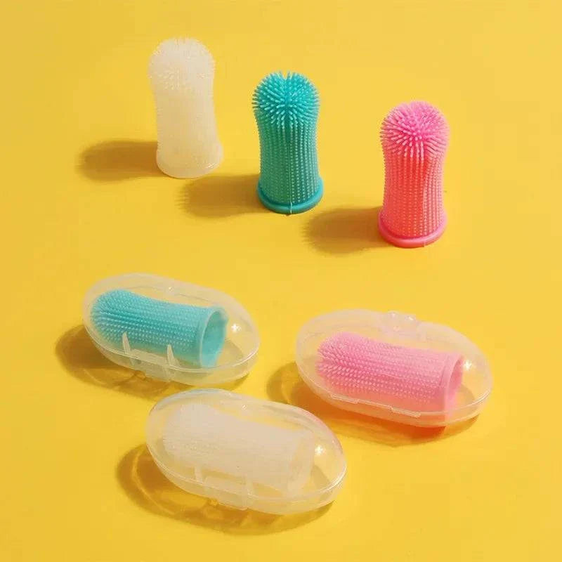 Dog super soft silicone finger toothbrush for gentle pet oral care