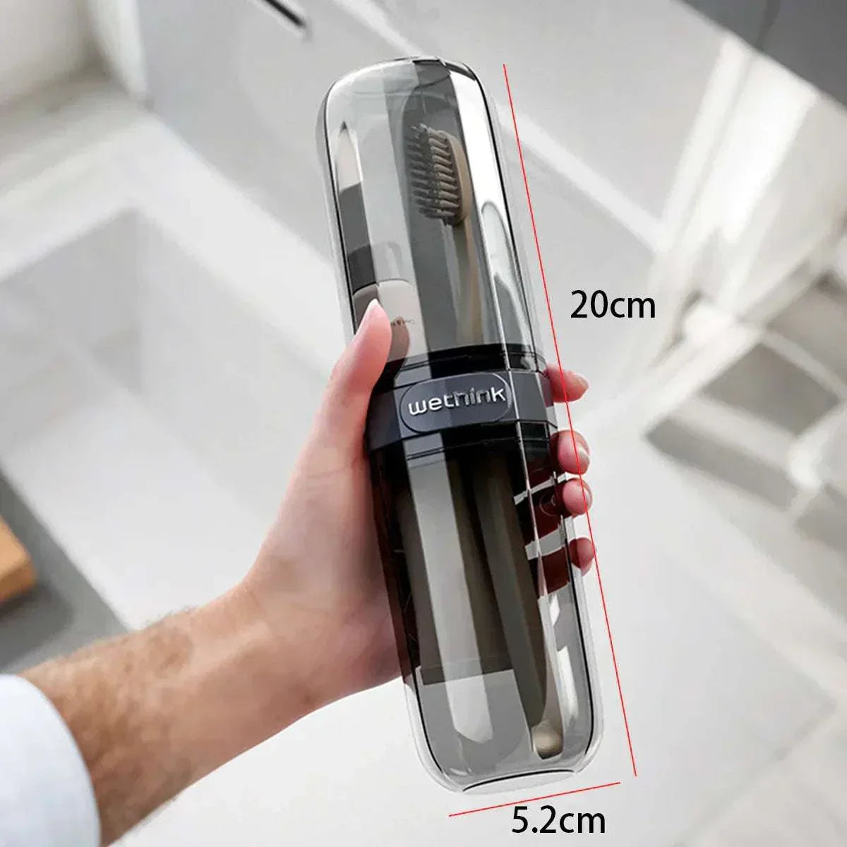 Portable toothpaste toothbrush storage box protecting toothbrush and toothpaste on the go