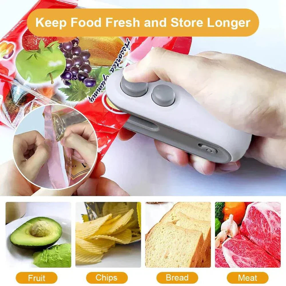 Compact mini heat bag sealing machine sealing plastic snack bags airtight
