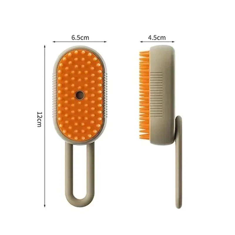 Electric steamy dog brush with steam spray, deshedding, and massage functions for pets