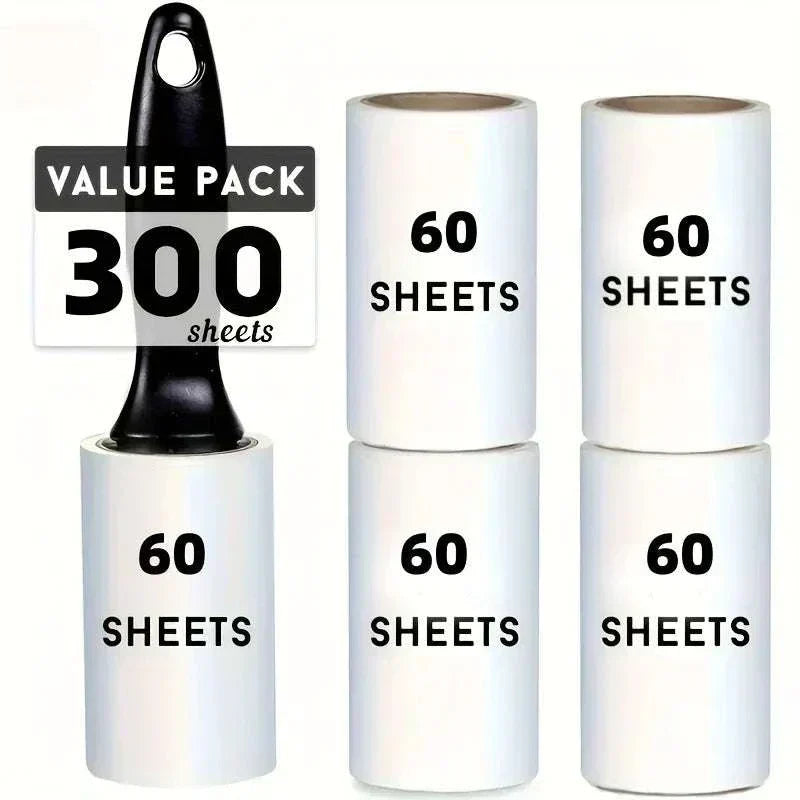 Extra-sticky lint roller with 300 sheets for pet hair removal on clothes and furniture