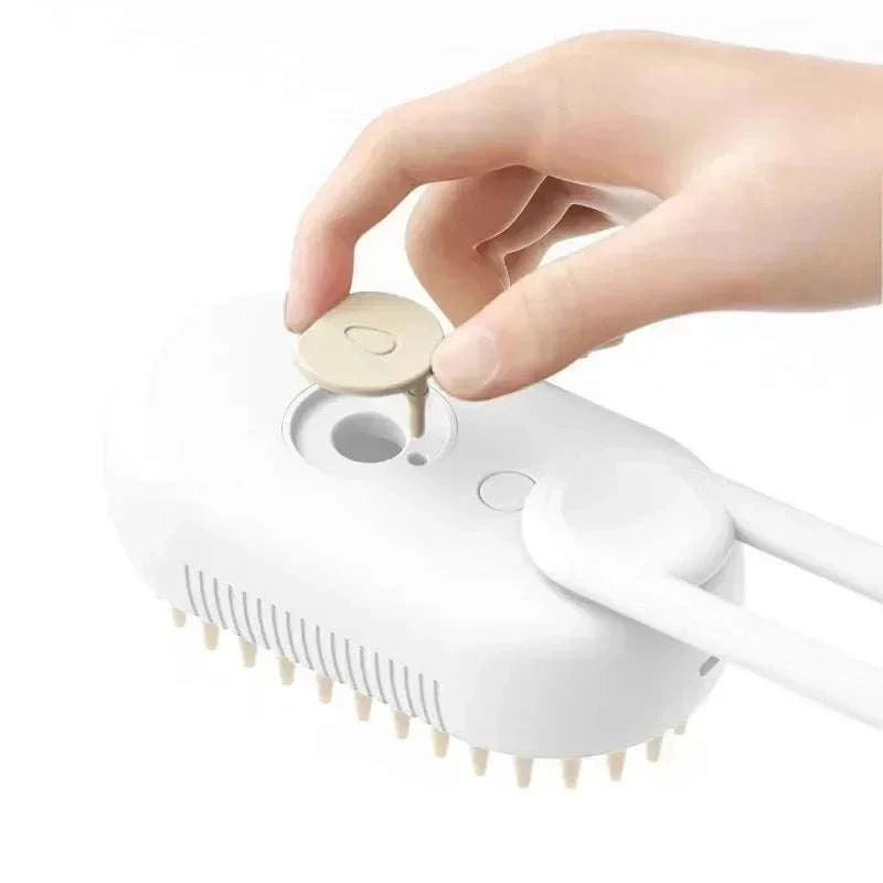 Electric Steamy Dog Brush with steam spray, deshedding, and massage functions for pet grooming
