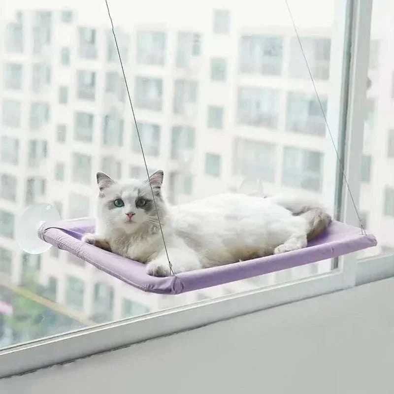 Space-saving ultra-soft cat window hammock bed with secure suction cups and breathable fabric
