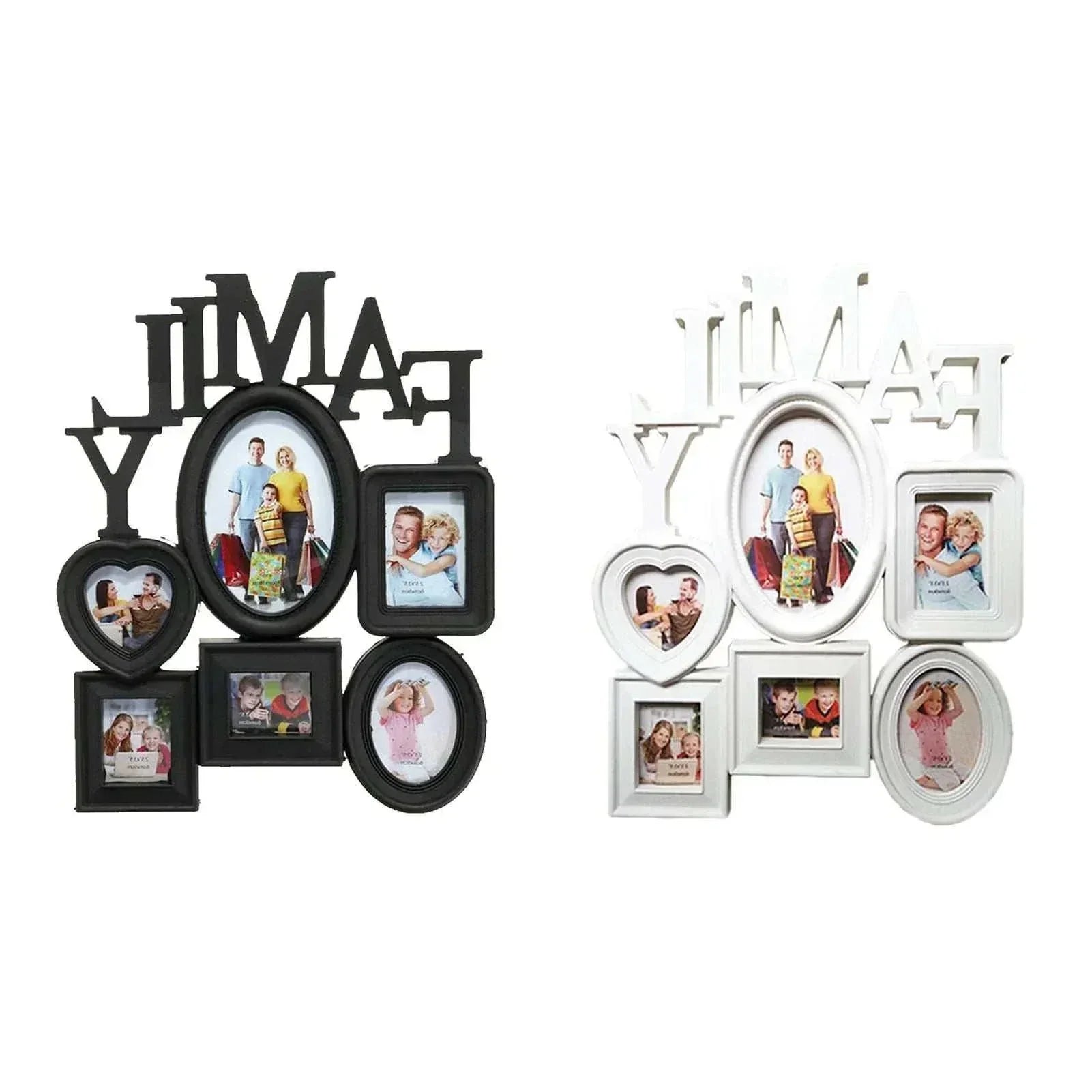 Modern minimalist family photo frame wall hanging displaying six pictures for stylish home decor