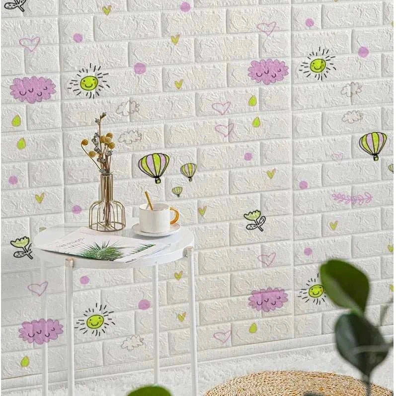 3D foam brick wall panels made of waterproof XPE foam with self-adhesive backing for easy installation and realistic brick texture