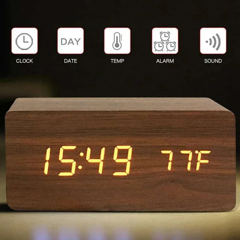 Wooden Digital Alarm Clock