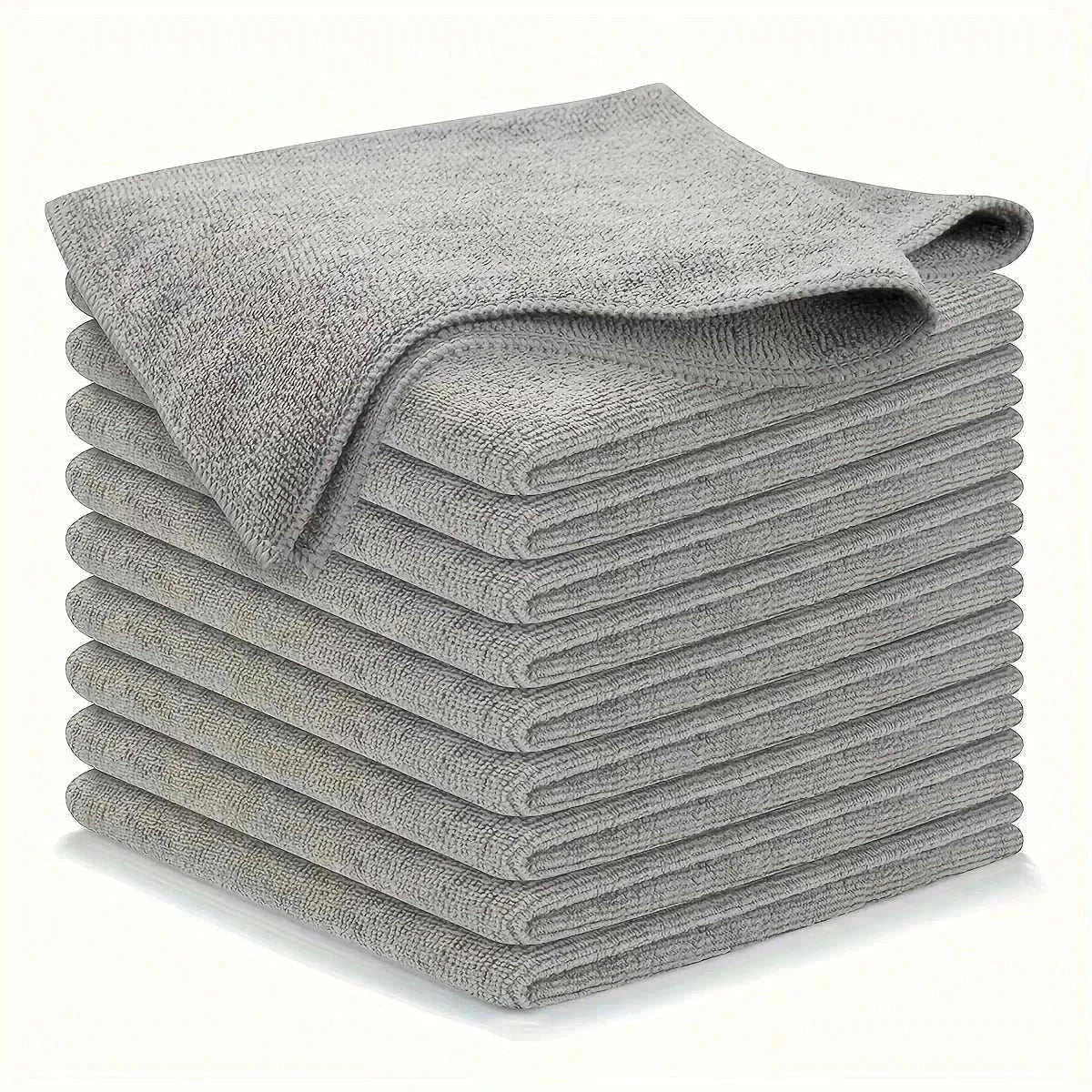 Set of light gray ultra-absorbent microfiber kitchen towels for effective cleaning