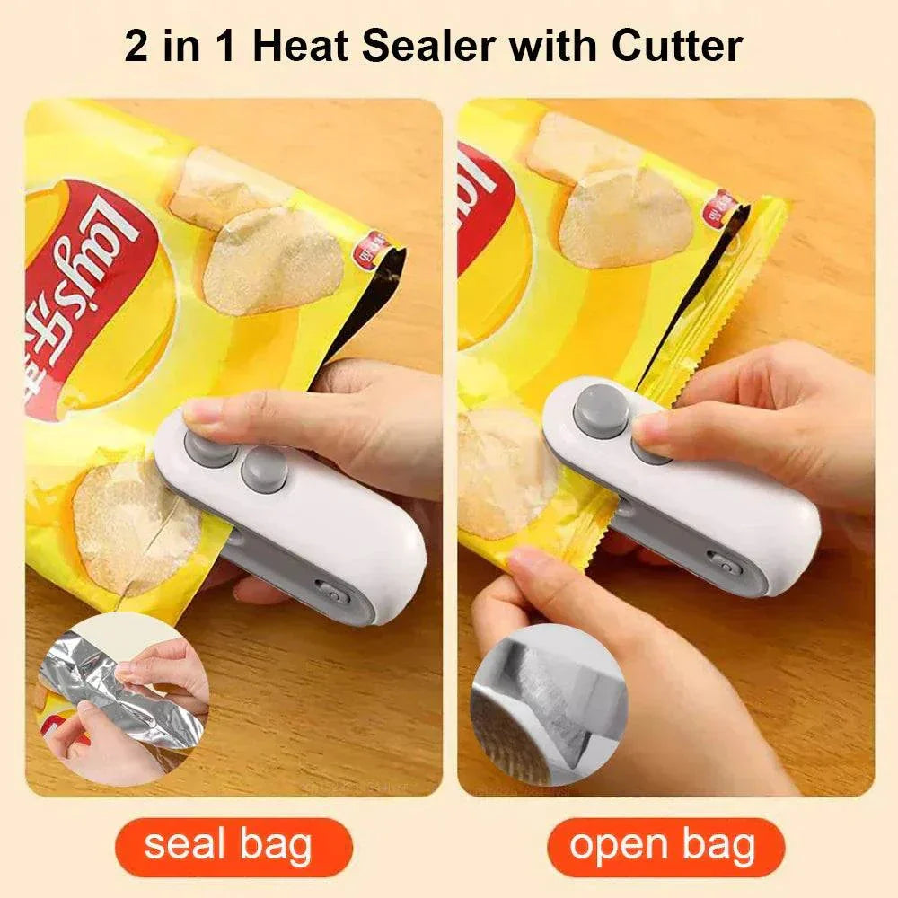 Compact mini heat bag sealing machine sealing plastic snack bags airtight