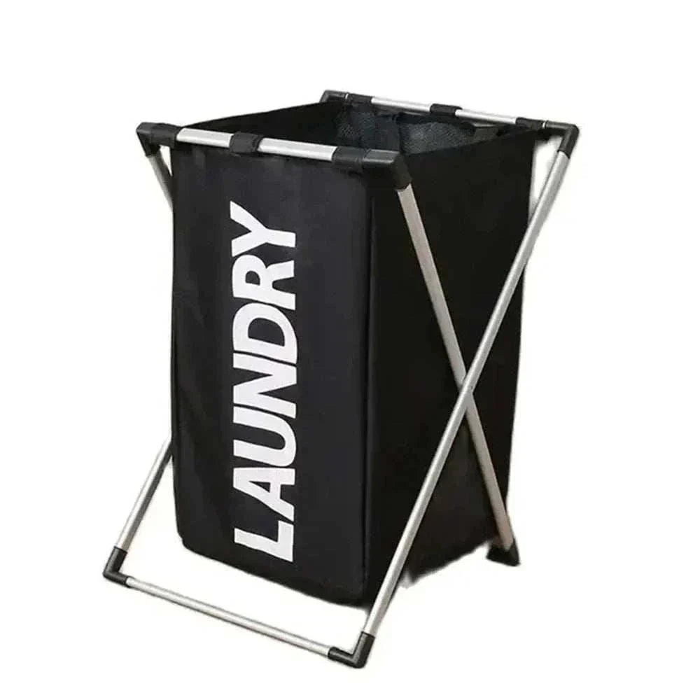 Foldable laundry basket with multi-grid compartments for organized, waterproof clothes sorting.