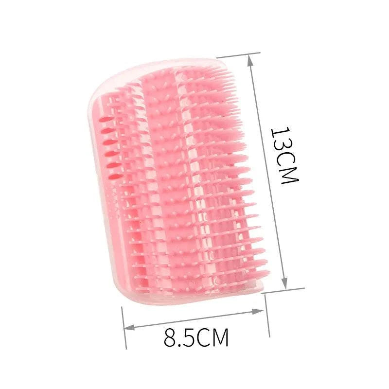 Pet cat brush corner-mounted for grooming and hair removal with massage function