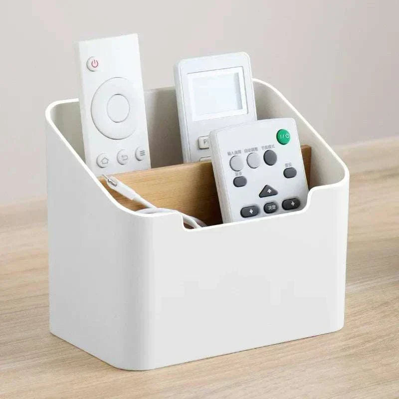 Multi-function storage box with two compartments for remotes, tissues, and cosmetics in eco-friendly plastic