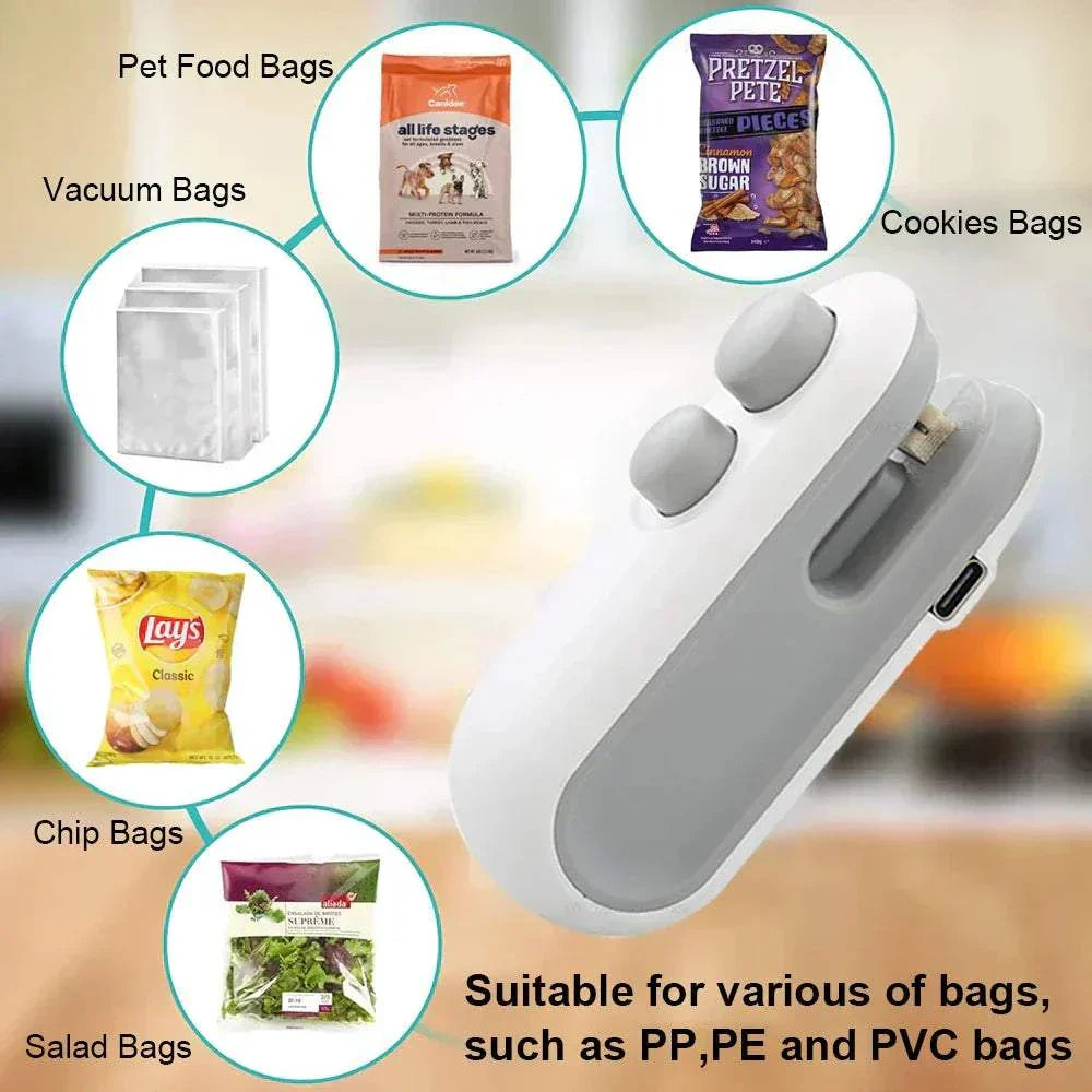 Compact rechargeable mini heat bag sealing machine for airtight food storage