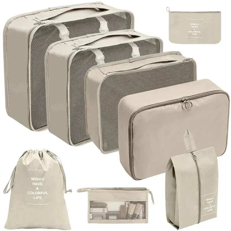 Set of lightweight portable travel organizer storage bags for luggage packing