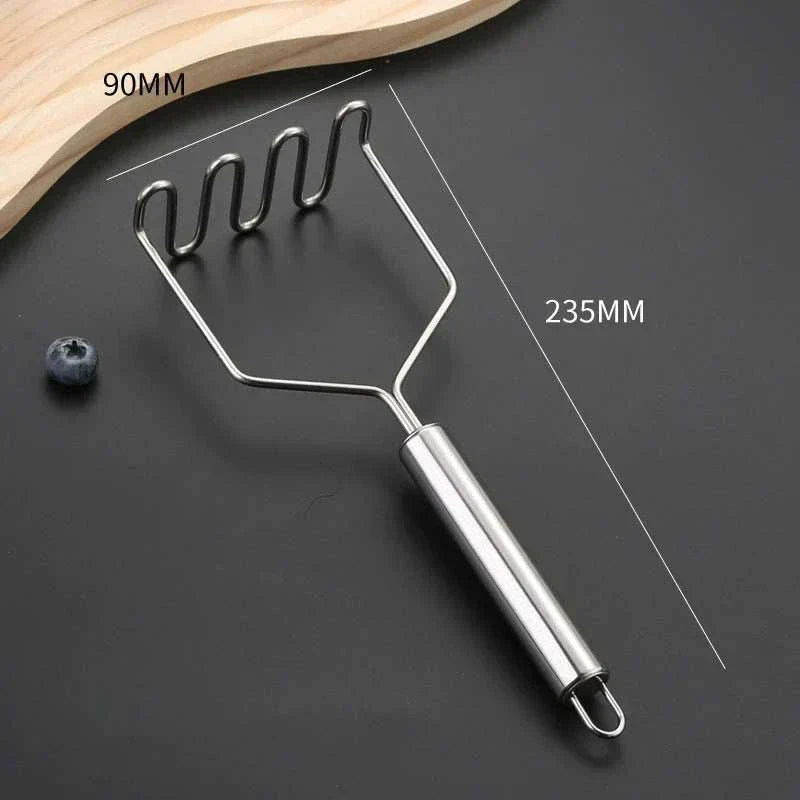 Stainless steel potato masher with ergonomic handle and rounded wire head for smooth mashing and cookware protection Stainless Steel Potato Masher