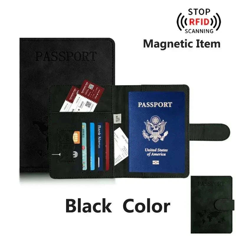 Unisex stylish passport holder for travel with RFID blocking and multiple storage slots in soft PU leather