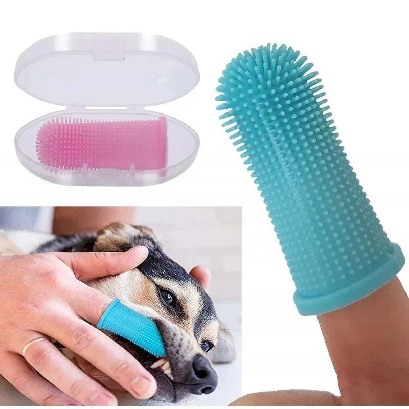 Super soft silicone finger toothbrush for gentle dog and cat dental care