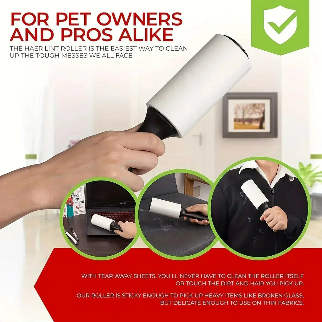 extra-sticky lint roller for pet hair removal on clothes furniture and surfaces with tear-away sheets ideal for dog and cat owners