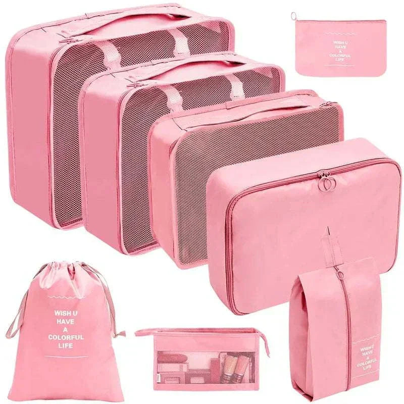 Set of lightweight, durable travel organizer storage bags in multiple sizes for luggage packing
