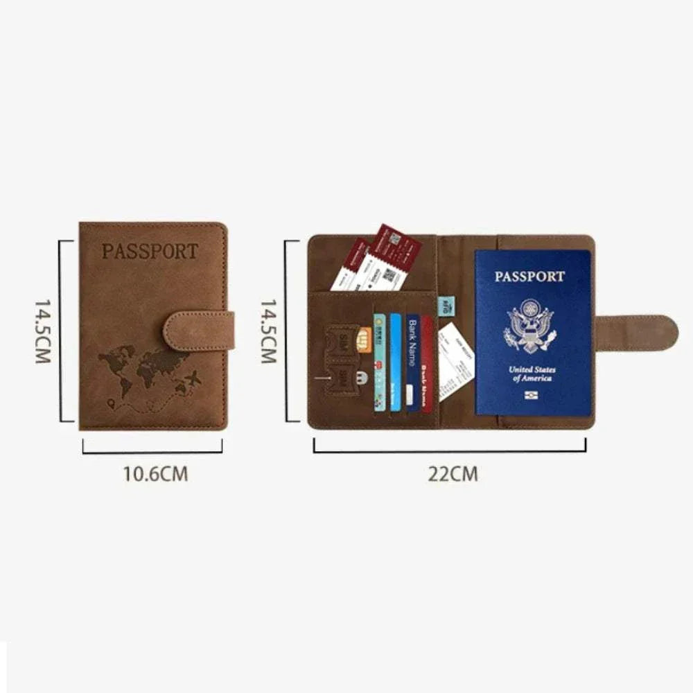 Unisex soft PU leather passport holder for travel with RFID blocking and magnetic closure