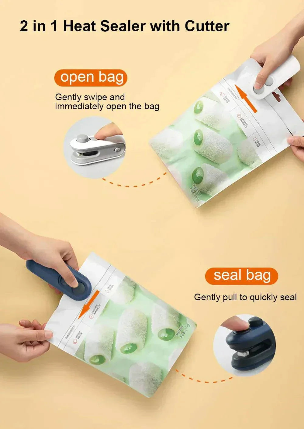 Compact rechargeable mini heat bag sealing machine for airtight food storage