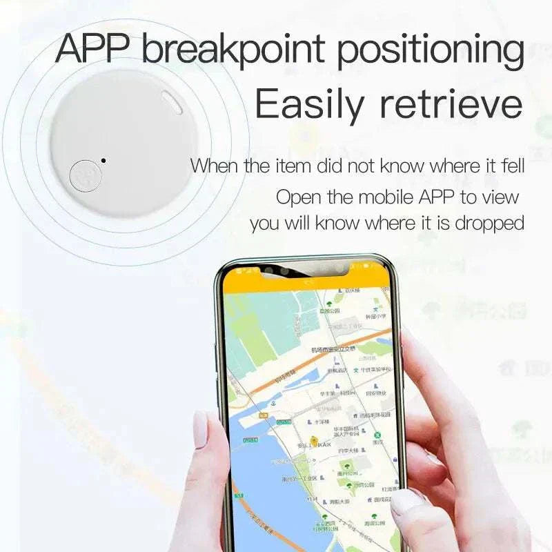 Mini GPS Bluetooth 5.0 tracker device for keys and pets with long battery life and smartphone connectivity
