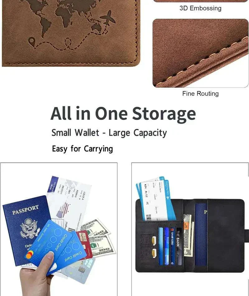 Unisex soft PU leather passport holder for travel with RFID blocking and magnetic closure