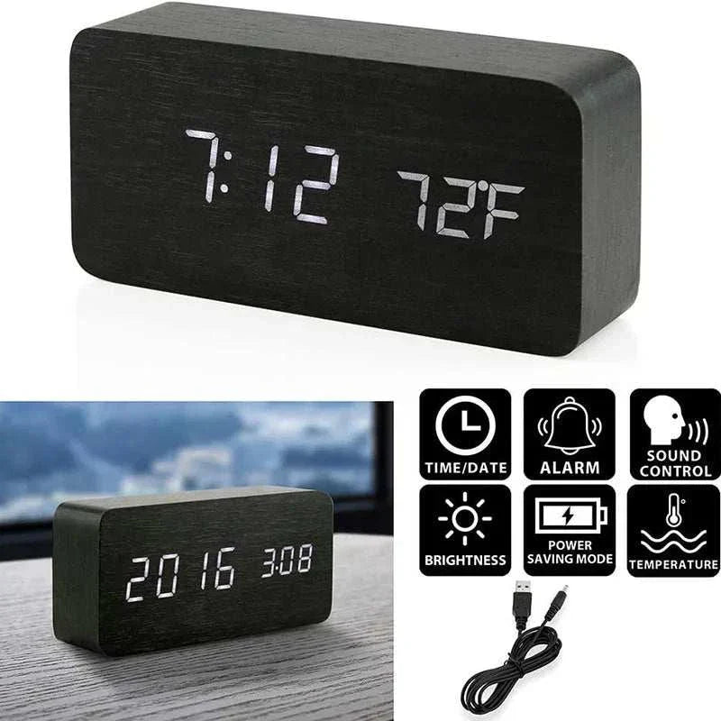Wooden Digital Alarm Clock