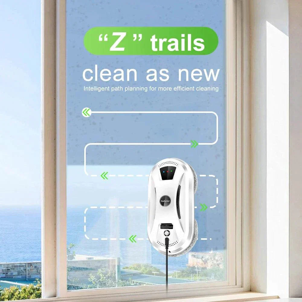 Ultra-thin robot vacuum cleaner for windows with remote control and safety rope