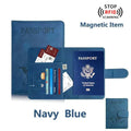Compact unisex passport holder for travel with RFID blocking, magnetic closure, and multiple slots in soft PU leather