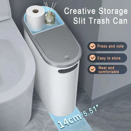 10L white bathroom trash can with press lid and modern design