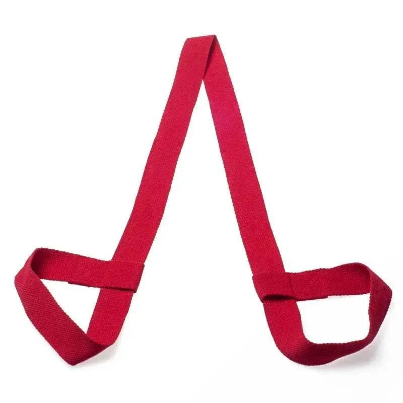 Adjustable red yoga mat carry belt strap with loops for easy transport