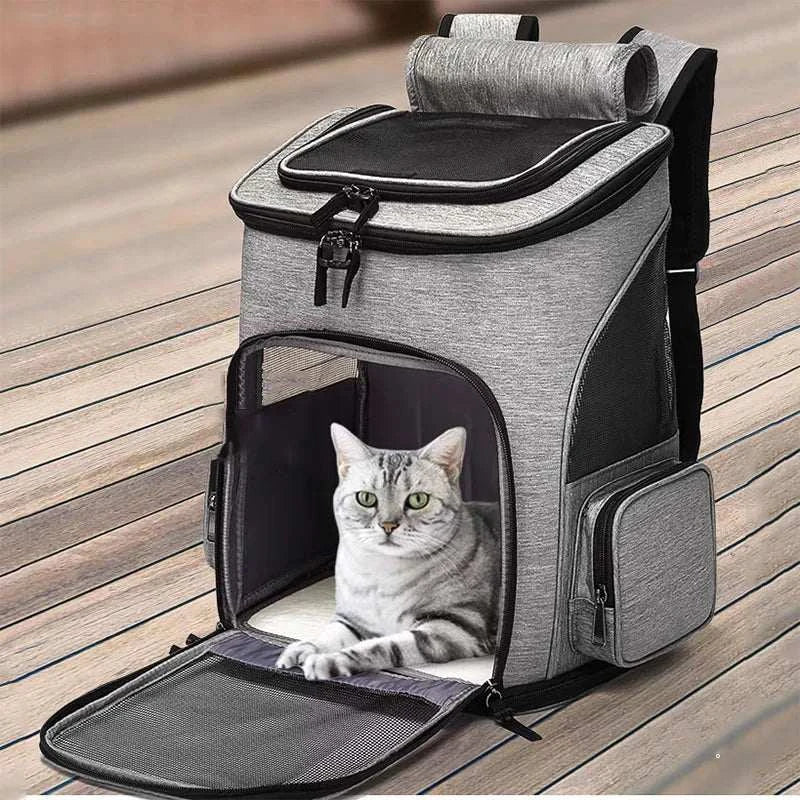 Breathable foldable pet cat carrier backpack with expandable compartments and large capacity for cats and dogs under 6.5kgPet Cat Carrier Backpack