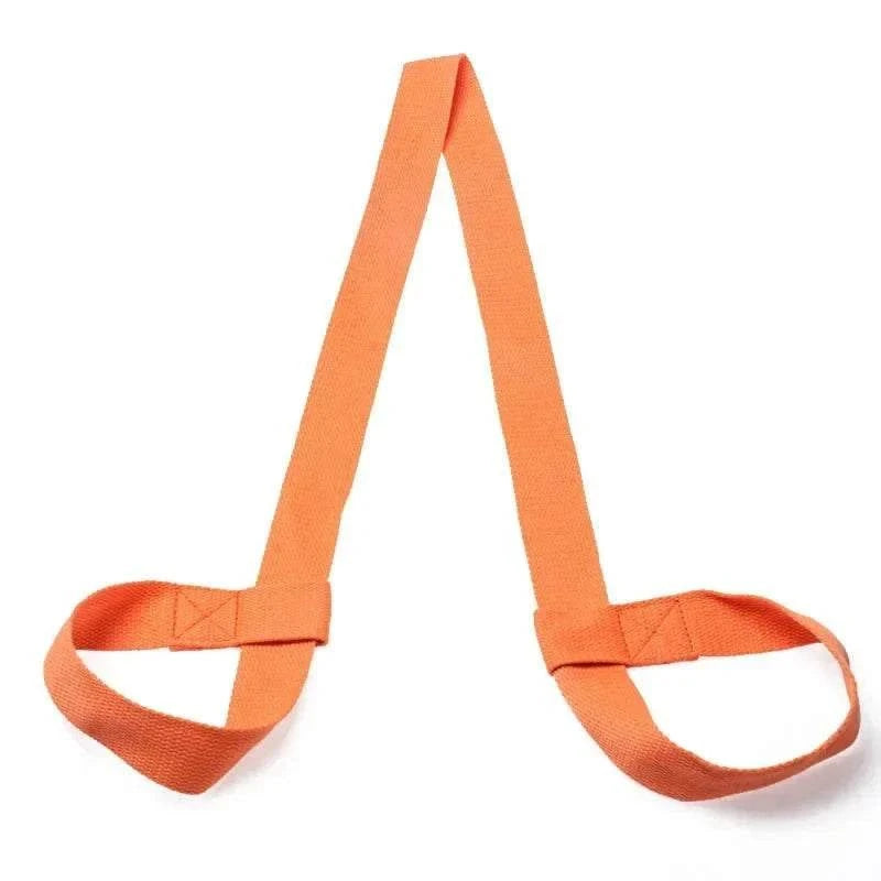 Adjustable orange yoga mat carry belt strap for easy transport and exercise fitness use