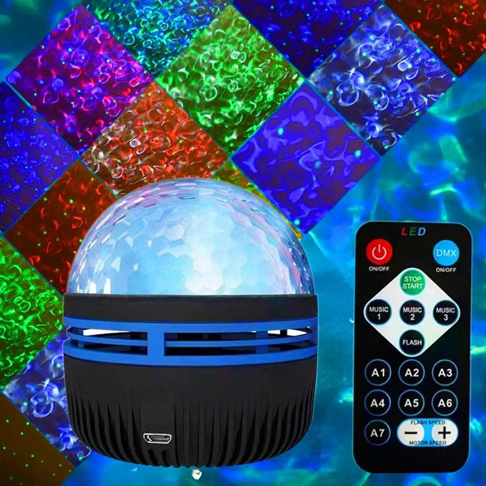 LED Star Galaxy Projector Lamp USB Auto Rotating Magic Ball Moon Light Colorful Starry Sky Remote Control NightLights Room Decor