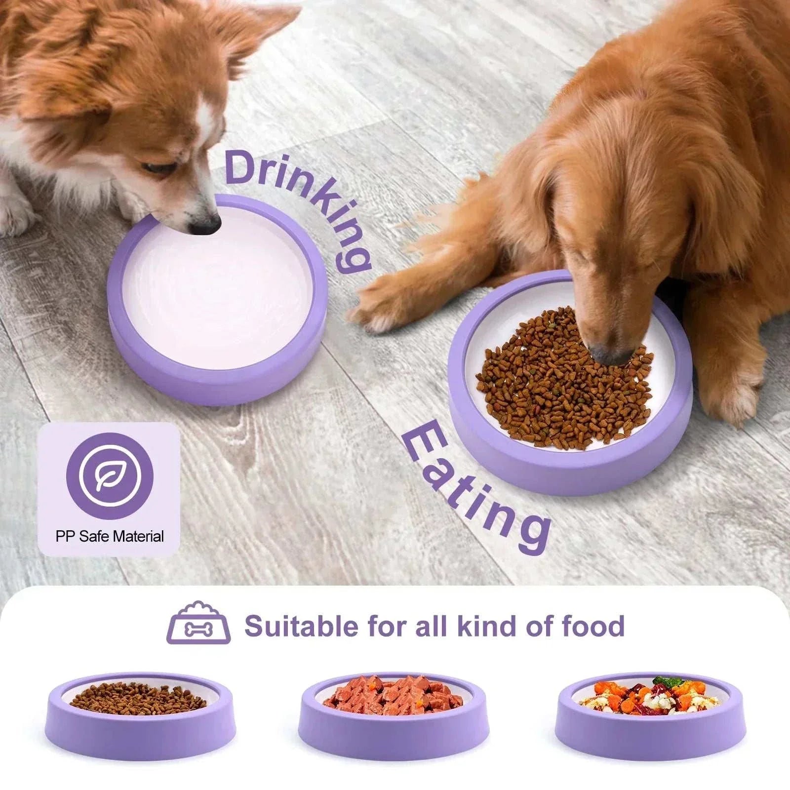 Anti-gulping pet dog slow feeder bowl with maze design and non-slip base.