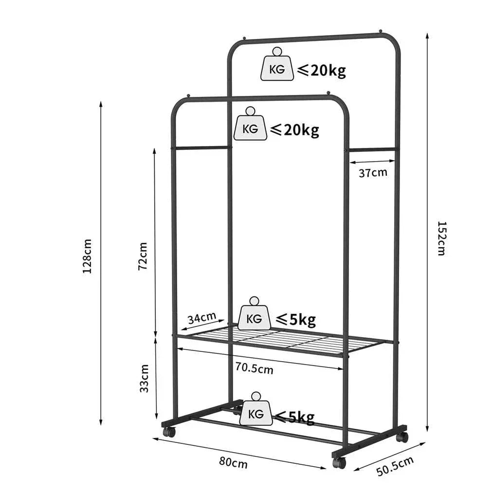 Heavy Metal Double Clothes Rail