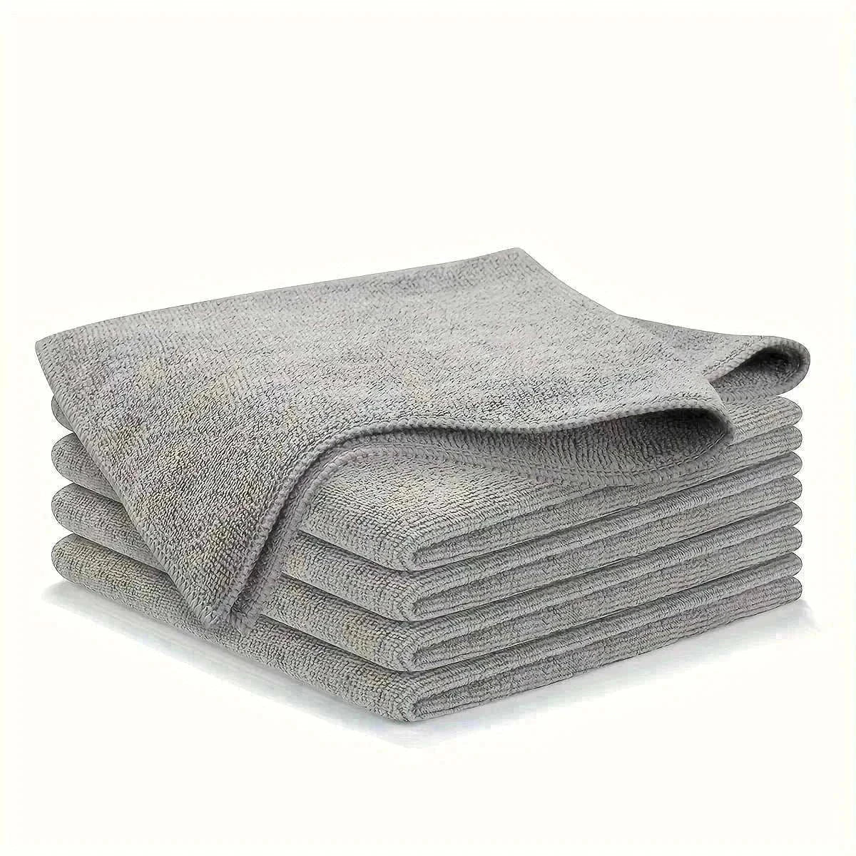 Set of ultra-absorbent light gray microfiber kitchen towels for cleaning