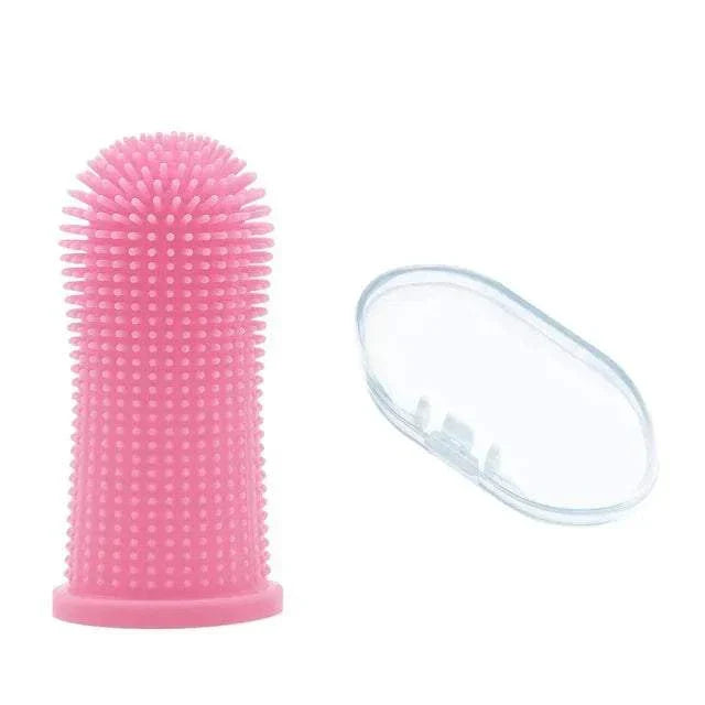Super soft silicone dog finger toothbrush for gentle pet dental cleaning and gum care