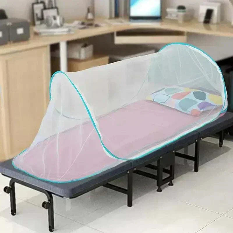 Outdoor camping mosquito net tent with foldable, portable mesh shelter for insect protection