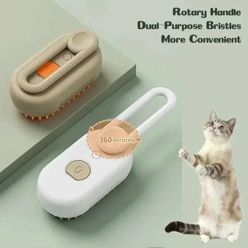 Electric Steamy Dog Brush with steam, deshedding, and massage functions for pet grooming