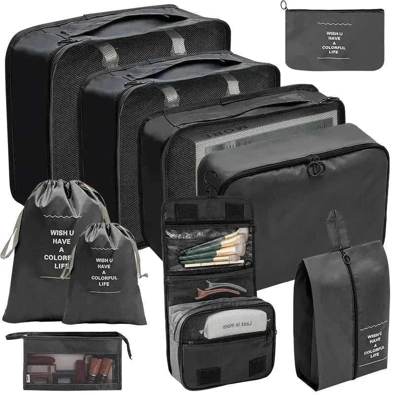 Set of lightweight, durable travel organizer storage bags for luggage packing and organization