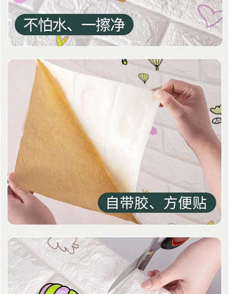 3D foam brick wall panels with waterproof XPE foam, self-adhesive, and realistic textured design for versatile home decor