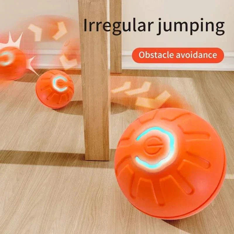 Automatic moving smart dog toys ball in orange and blue colors for interactive play