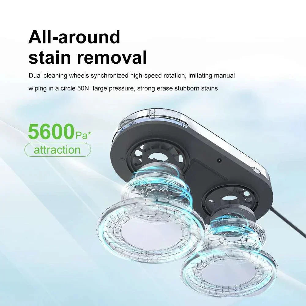 Ultra-thin robot vacuum cleaner for streak-free window and glass surface cleaning with remote control and safety rope