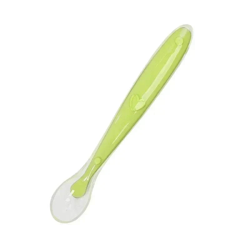 Green silicone spoon for baby safe feeding BPA free infant utensil