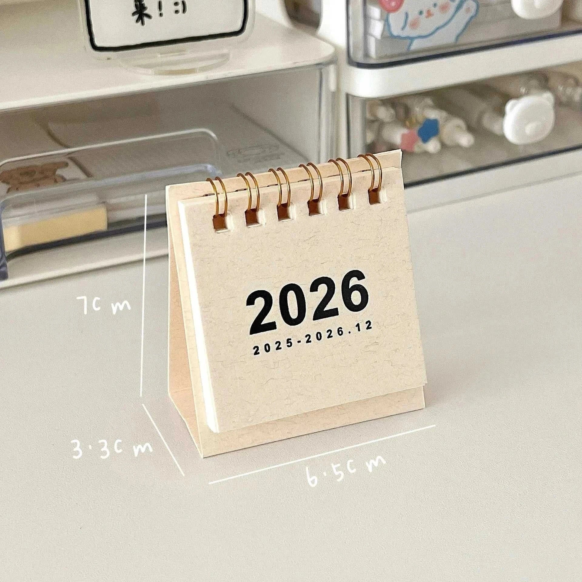 2026 Mini Simple Desk Calendar spiral-bound desktop planner with minimalist design and compact size