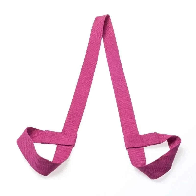 Adjustable pink yoga mat carry belt strap with elastic and webbing for easy transport