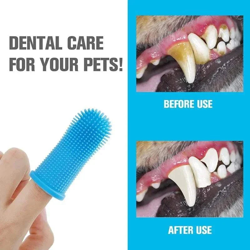 Super soft silicone dog finger toothbrush for gentle pet dental care and gum massage