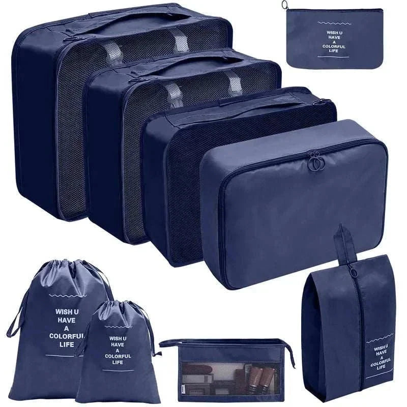 Travel organizer storage bags set with multiple sizes, lightweight and durable for luggage organization