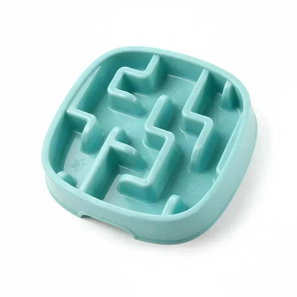 Pet dog slow feeder bowl with maze design to reduce fast eating and prevent choking